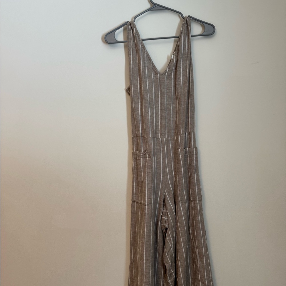 Med beachlunchlounge Taupe Striped Jumpsuit